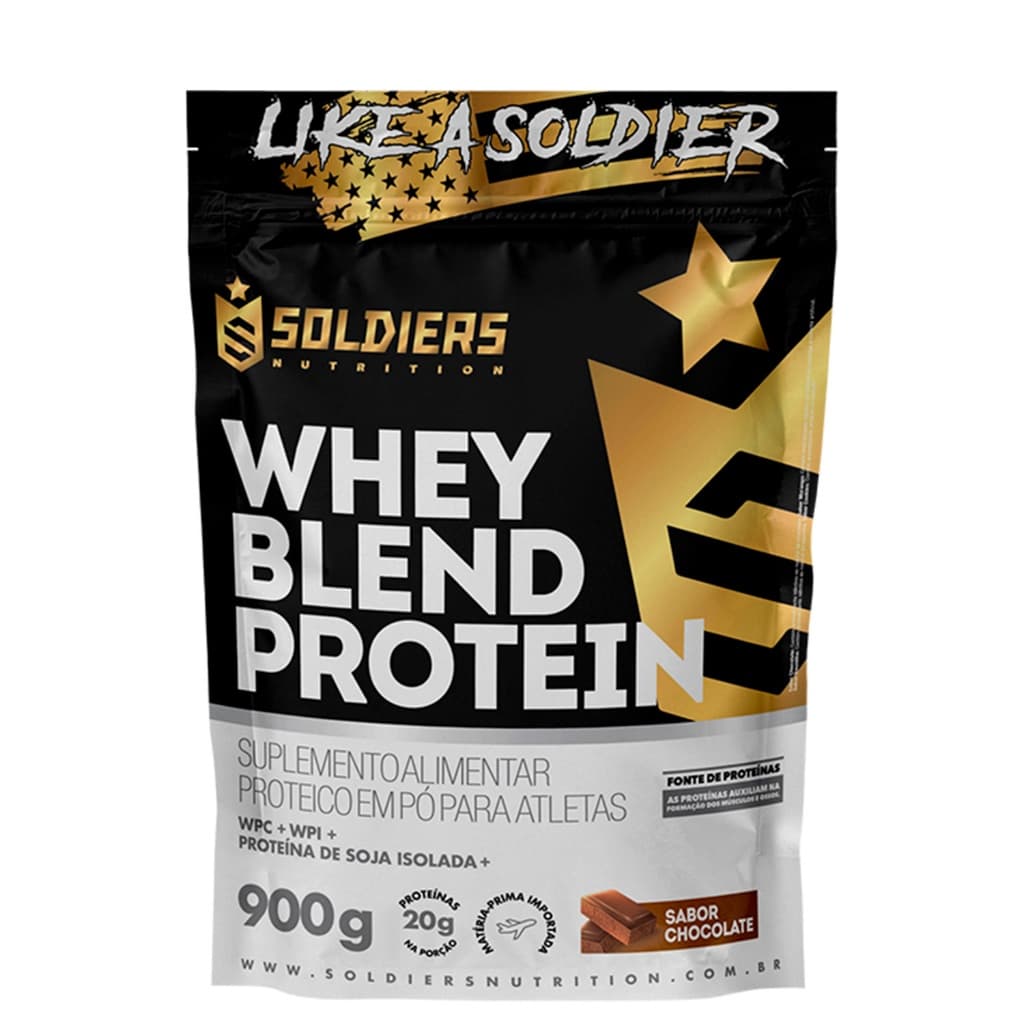 Whey Blend Protein Concentrado e Isolado 900g Soldiers Nutrition Suplemento Proteína Muscular Recuperação