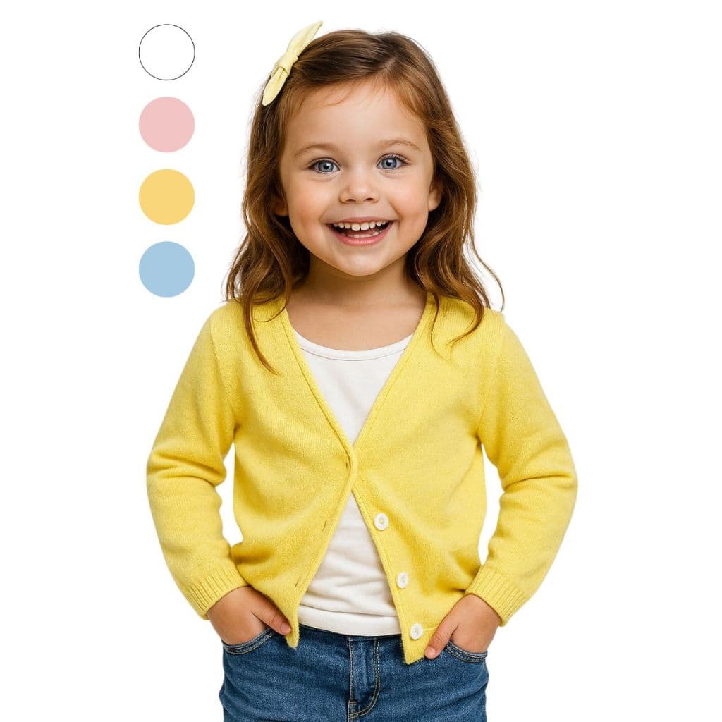 Casaquinho Cardigan de Modal Tricô Meia Estação de Fio Menina Infantil Tricot