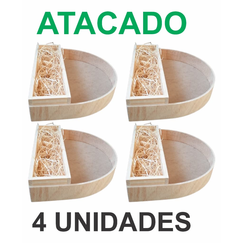 KIT 4 unidades Bandeja Delta em pinus e compensado com 2 níveis para bebida e frios exclusivo