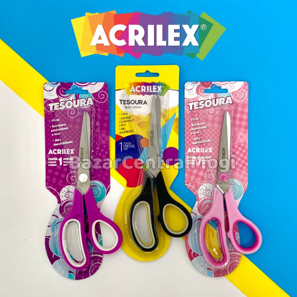 Tesoura Multiuso Acrilex 19cm Aço Inoxídavel Corta Tecido Alta Durabilidade
