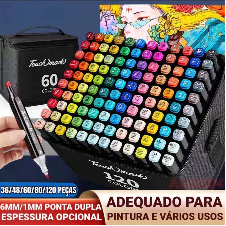 Caneta Marcadora 36/48/60/80/100/120/168 Ponta Dupla Conjunto de canetas colorida marker