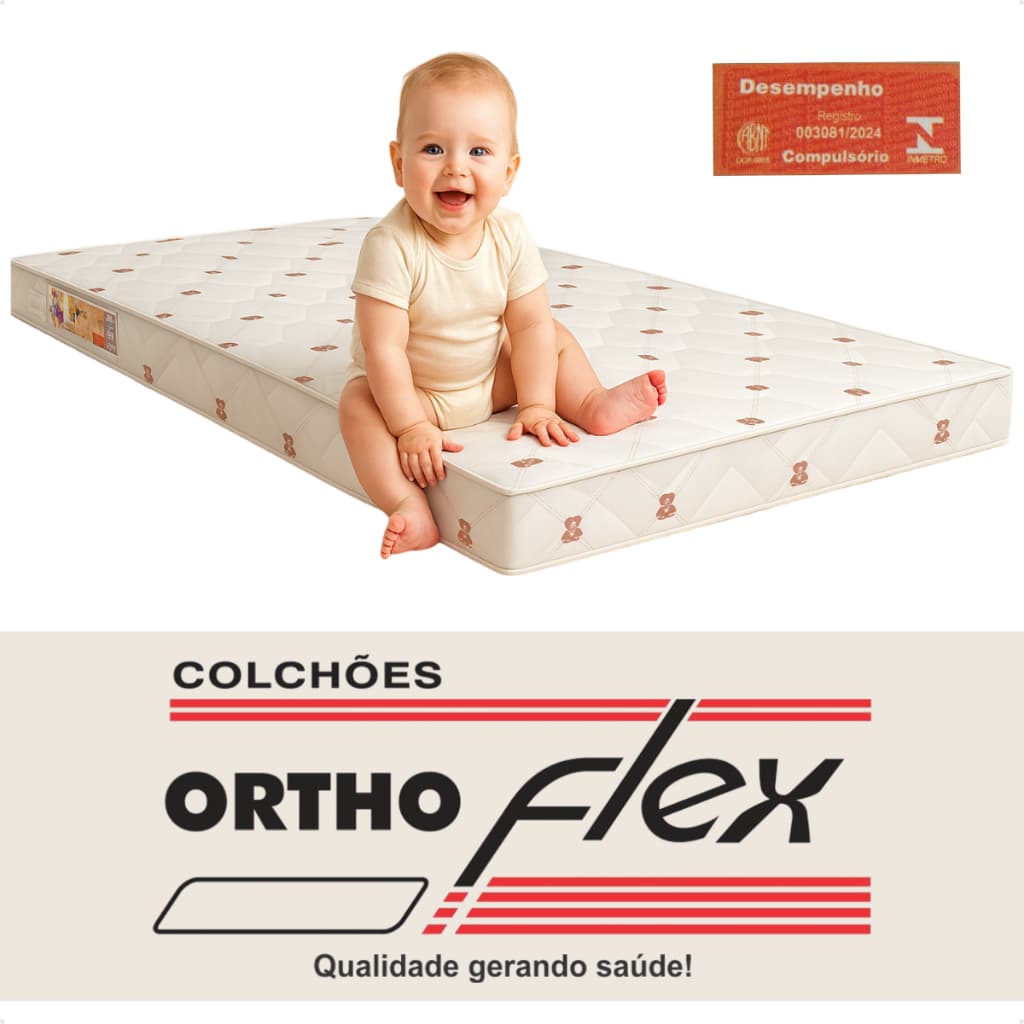 Colchão para Berço Antialérgico Americano Orthoflex 70x130 D18 Ortopédico Lavável Dupla Face