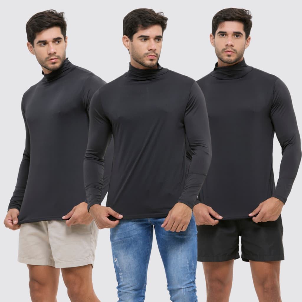 Blusa gola alta camisa termica uv segunda pele proteção solar