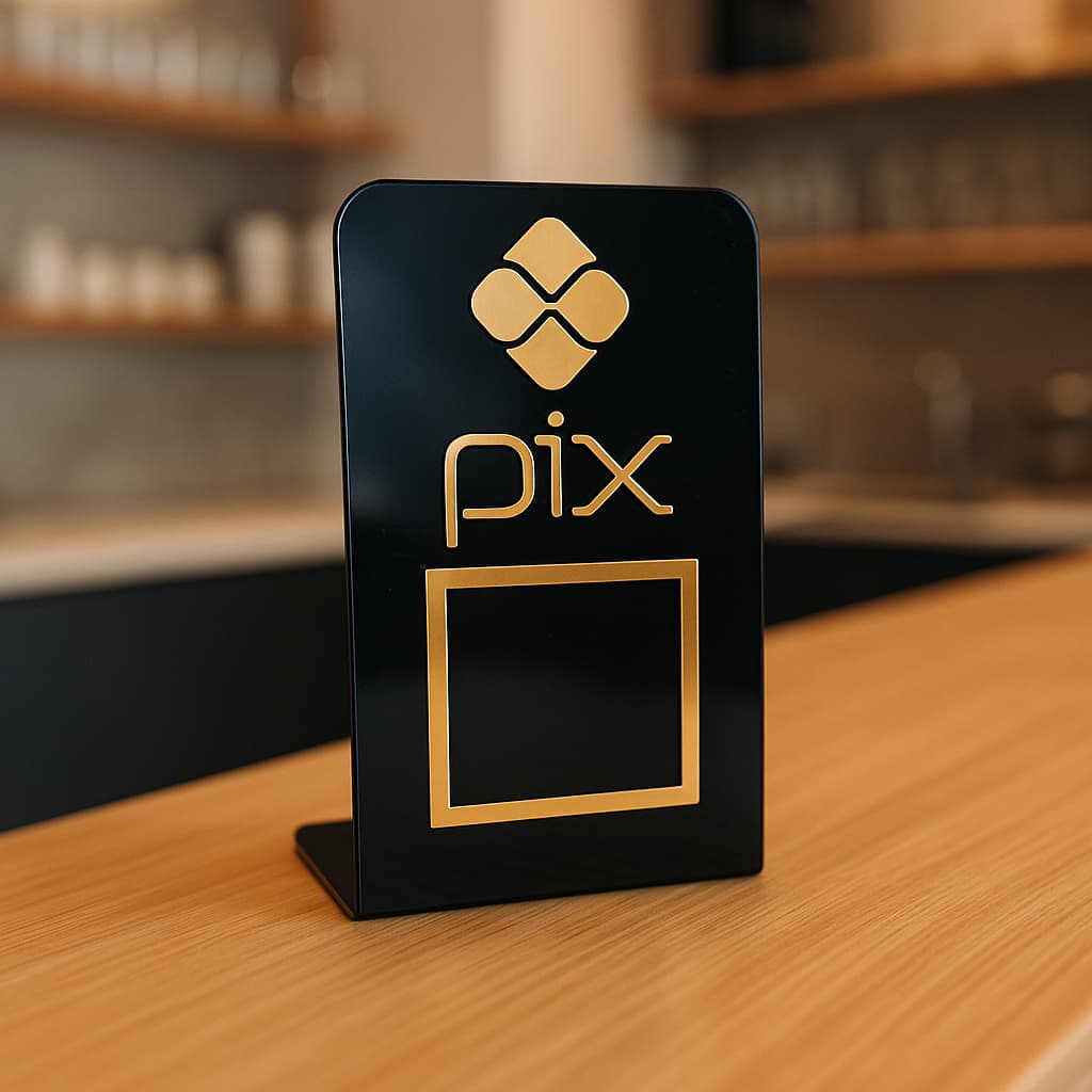 Placa Pix QrCode Pagamento Display Acrílico De Mesa Balcão Loja