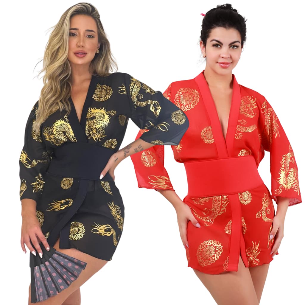 Robe Hoby Luxo roupão dragão Fantasia Gueixa Sex Shop