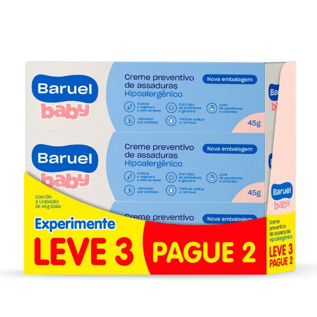Creme Preventivo de Assaduras Baruel Baby 45 Promo Leve 3 Pague 2