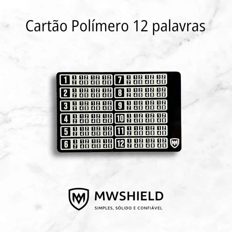 Cold Wallet Polímero BIP 39 | Hard Wallet (Seed Backup) | Seed Bitcoin Offline 12 palavras | Carteira fisica de plástico