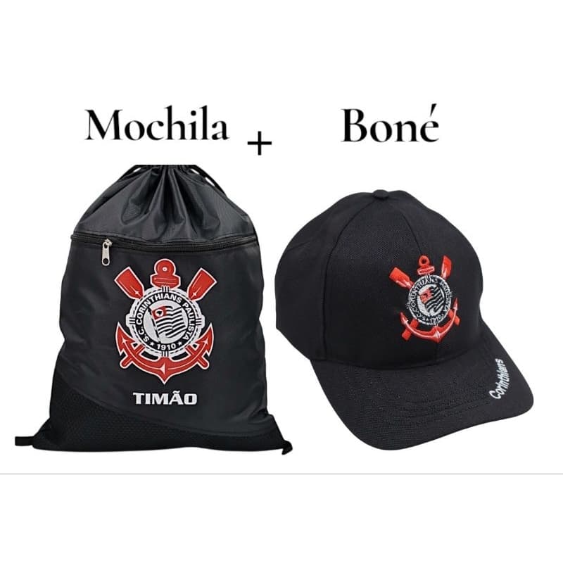 kit Mochila Saco + boné de Corinthians