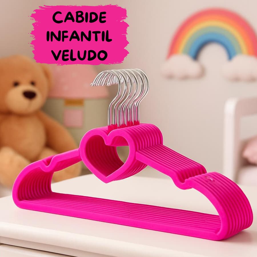 Kit Cabide Veludo Infantil 10 Unidades bebe criança decoraçao