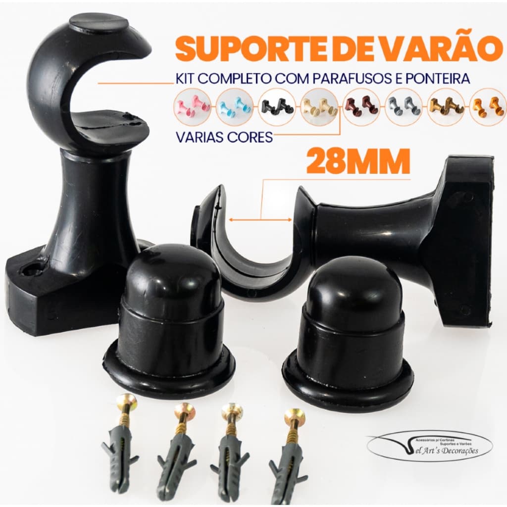Kit SUPORTE SIMPLES 28mm para varão de cortina