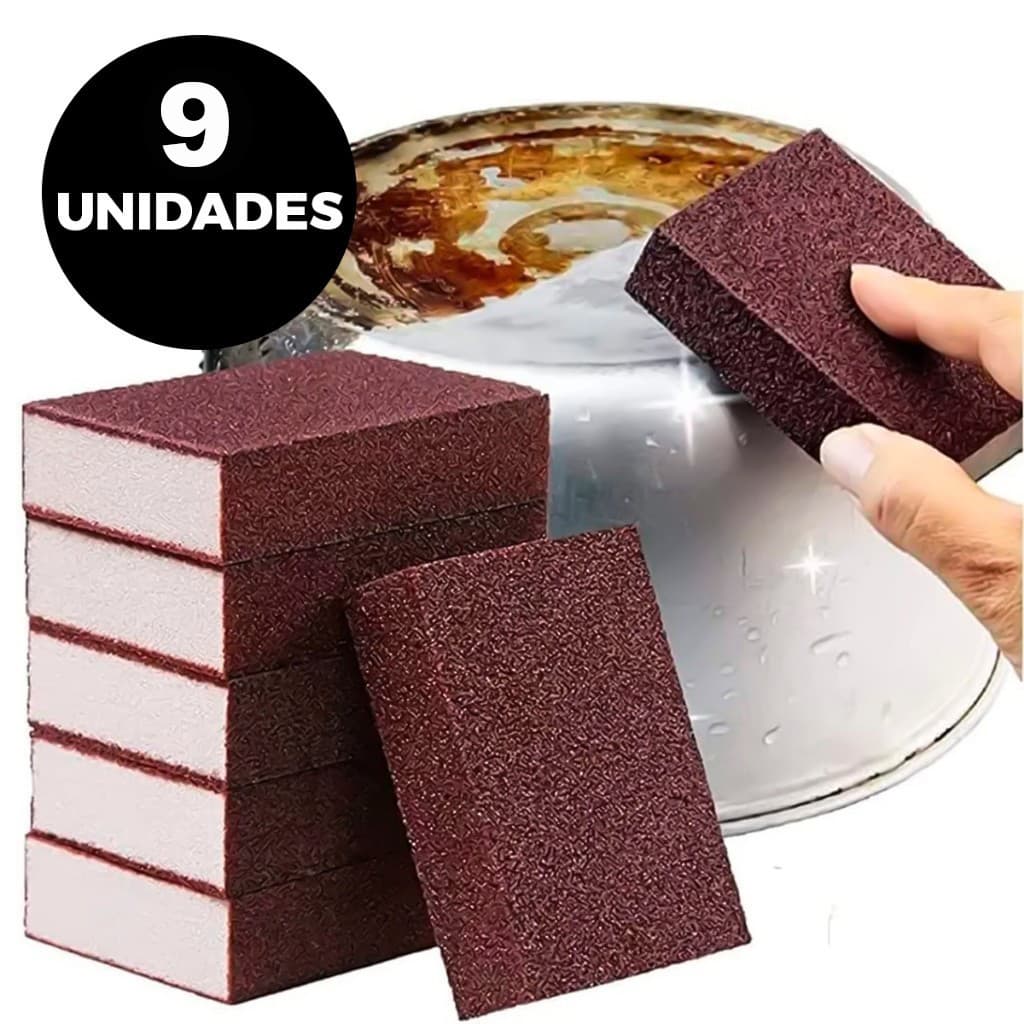 Kit 3/6/9 Esponjas Mágica Limpa Forno Panelas Manchas Pesadas Tira Ferrugem