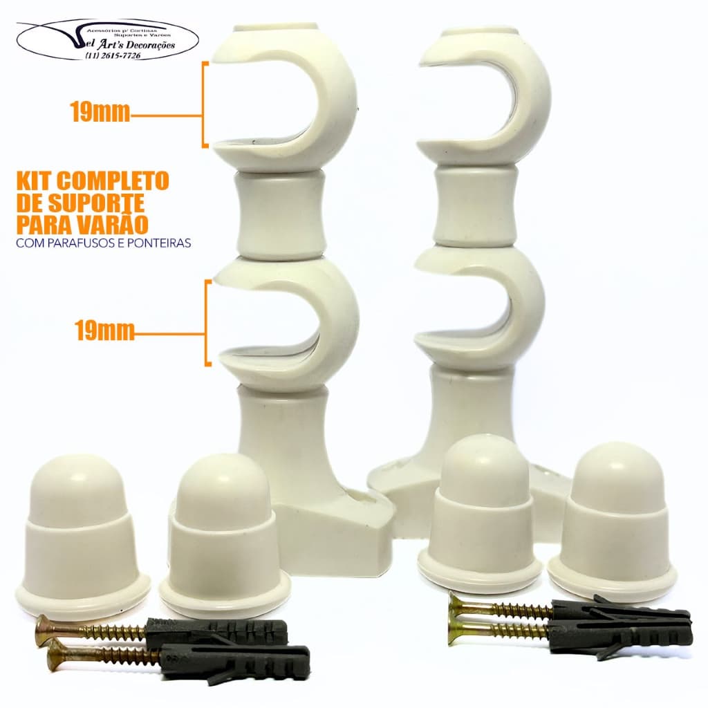 Kit SUPORTE DUPLO 19/19mm para varão de cortina