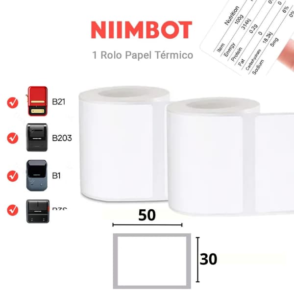 2 Etiqueta 50x30 Niimbot B21 B1 230 Etiquetas P/ Rolo
