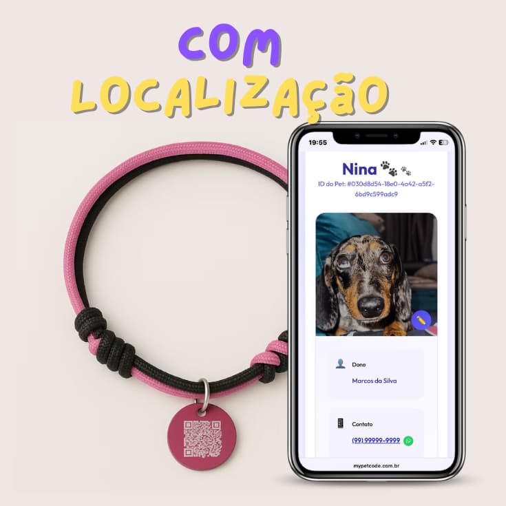COLEIRA DE IDENTIFICAÇÃO QRCODE COM LOCALIZAÇÃO