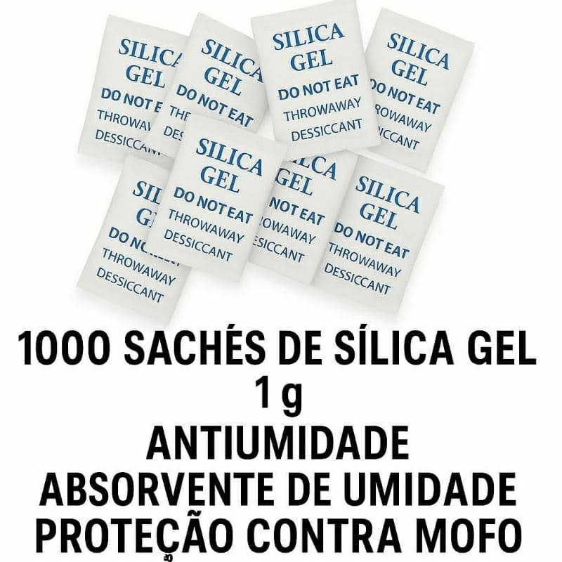 1000 Sachês de 1g de Sílica Gel Antiumidade | Absorvente de Umidade | Proteção Contra Mofo | Não Tóxico
