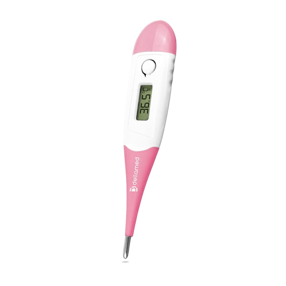 Termômetro Digital Clinico Ponta Flexivel Rosa com Protetor acrilico