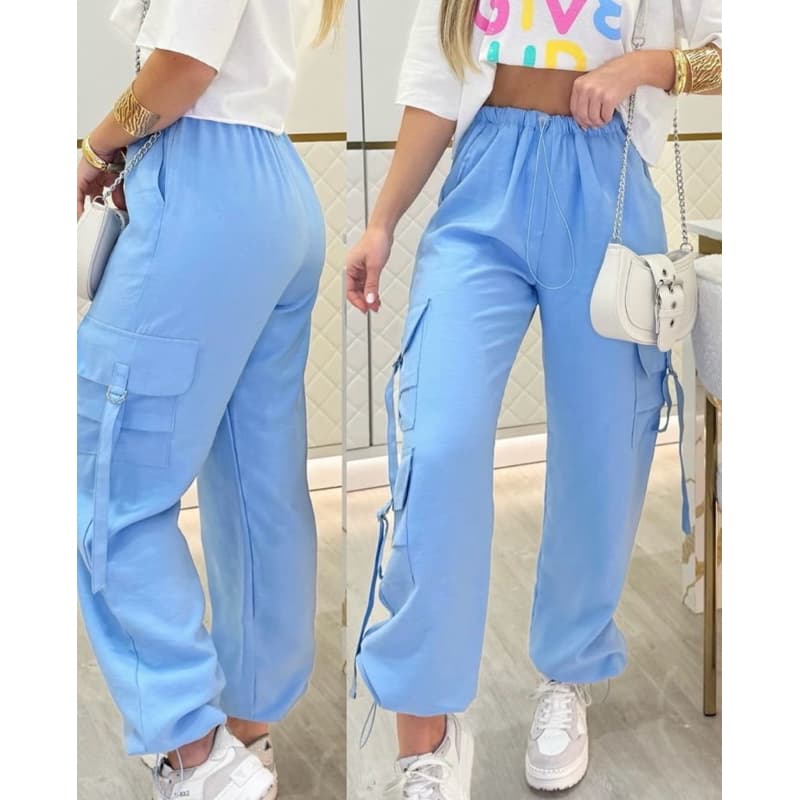 Calça Cargo Parachute Tecido Sensorial Marrante Tecido Nobre