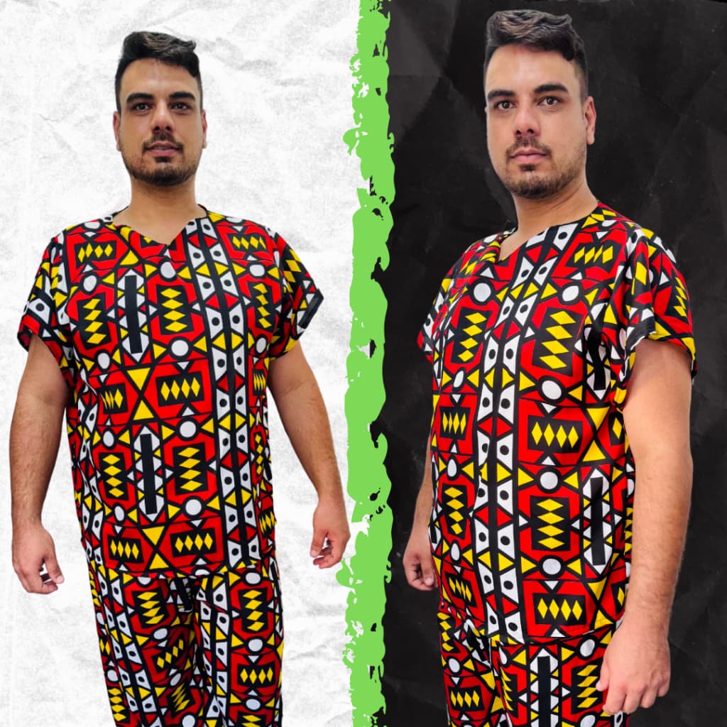 Conjunto Roupa Umbanda Candomblé Ankara Estampado Africano Colorido Masculino Premium Entrega Rapida