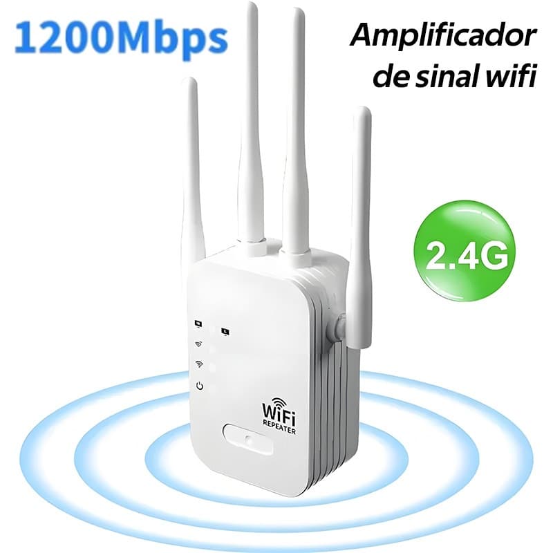 Repetidor Wi-Fi 1200 Mbps Dual Band – Sinal Forte com 4 Antenas Externas e Bivolt -G8