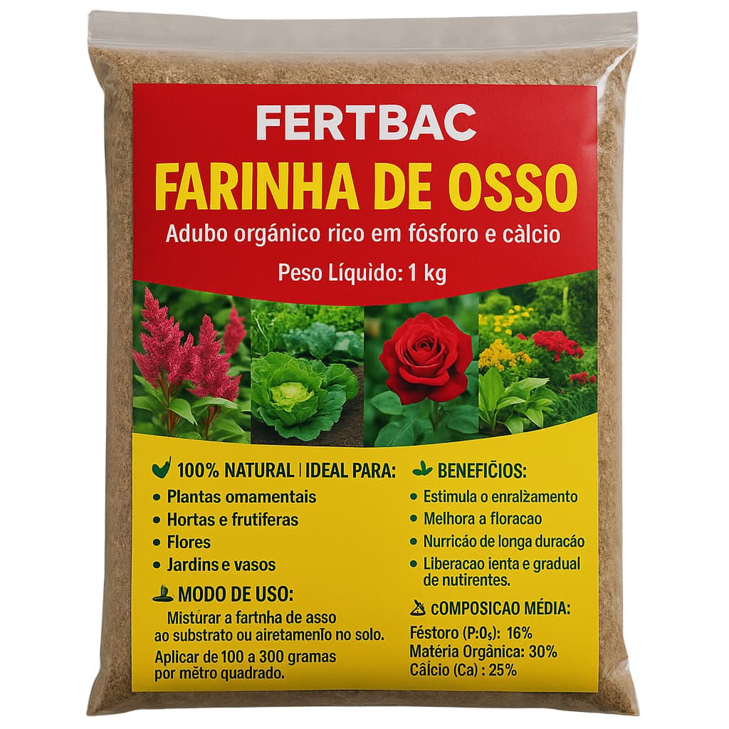 Farinha de Osso 5kg Adubo Orgânico para Plantas e Hortas