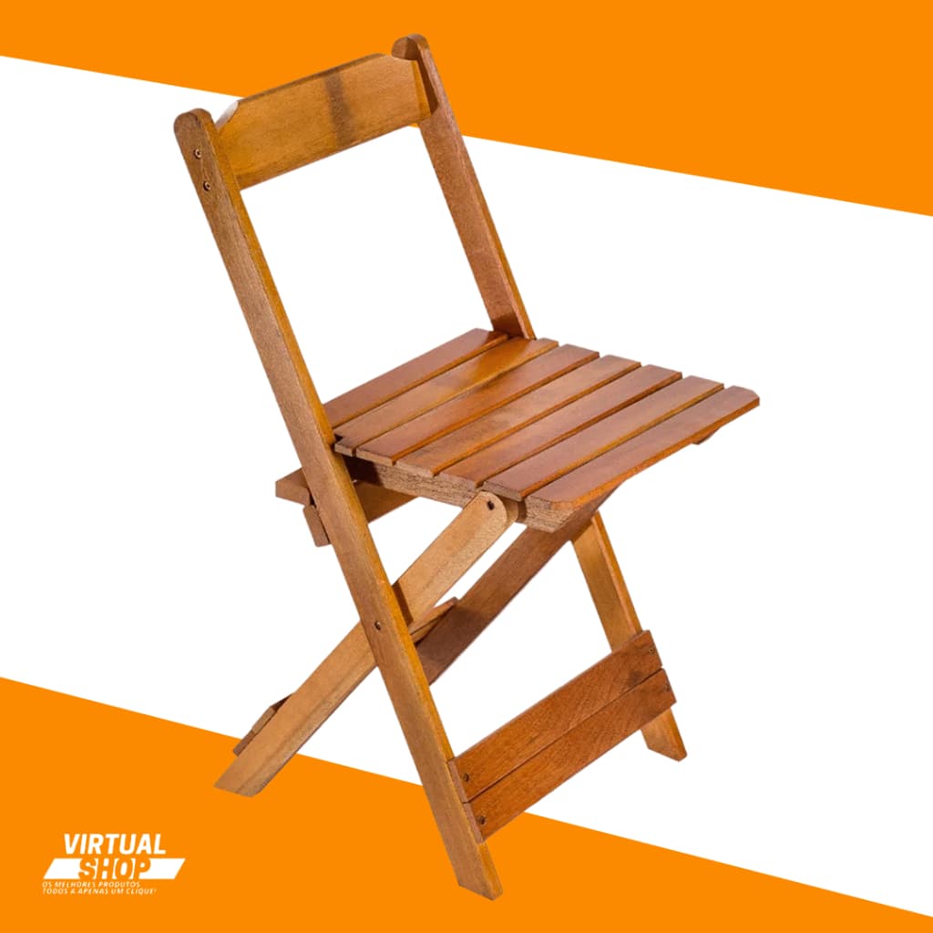 Cadeiras Madeira Dobrável Balcão Bar Área Gourmet Envernizada/Natural