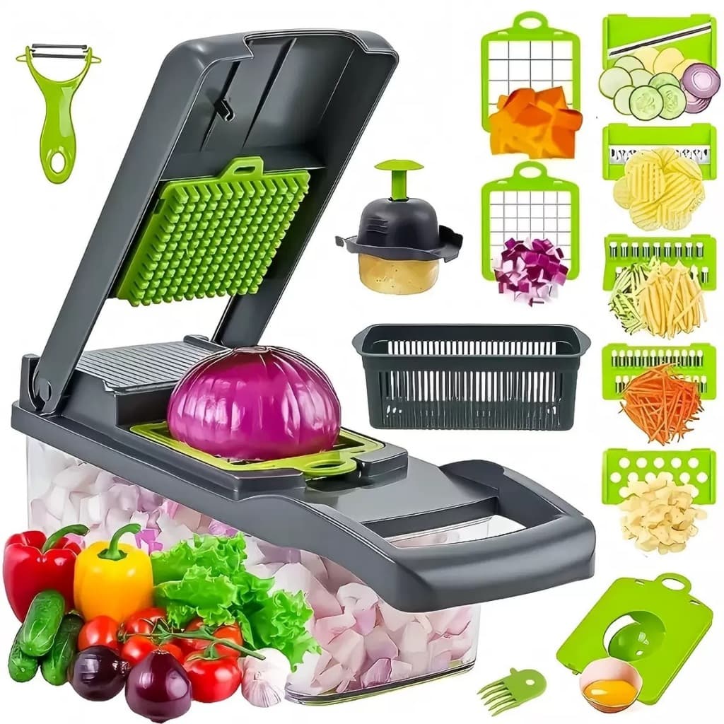 Fatiador Profissional 16 em 1 Multiuso Cozinha Slicer Aço Inox Cortador Ralador De Legumes Verduras Frutas Alime
