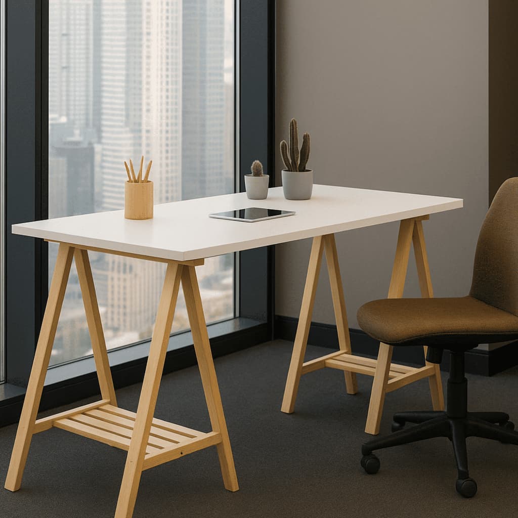 Dois Cavaletes 75x50cm com base estrado em madeira Pinus