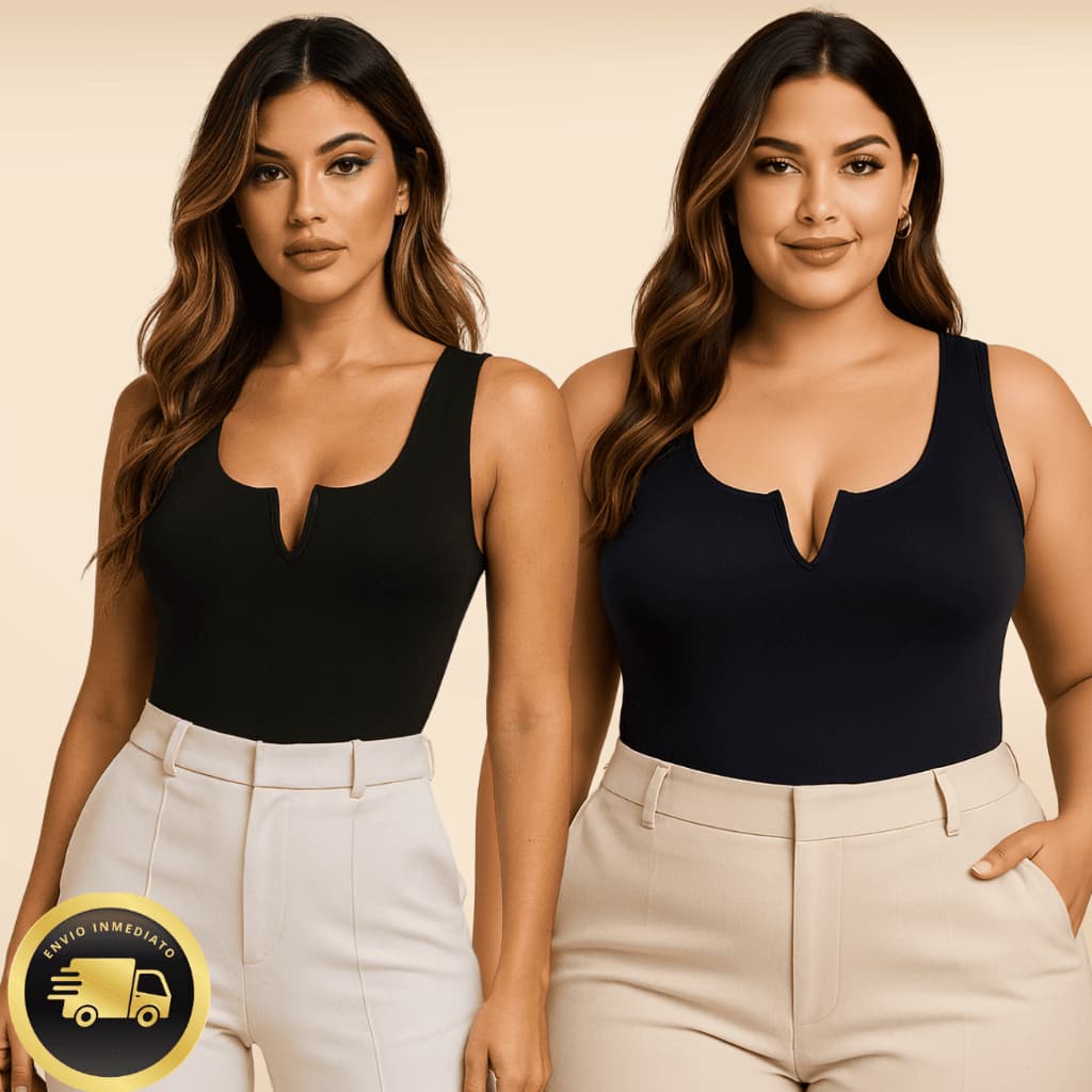 Body Feminino Regata Decote V em Suplex