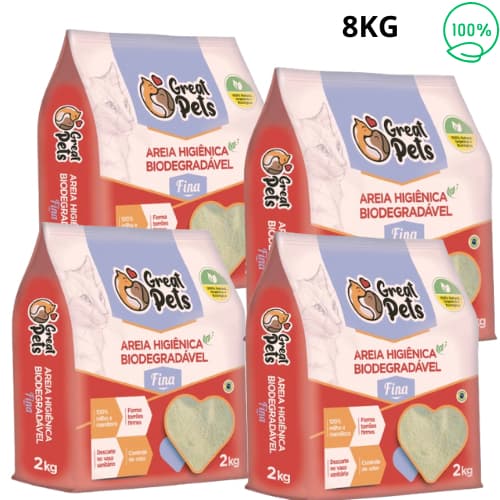 Areia Higiênica Sanitária Para Gatos Biodegradavel Mandioca Milho Fina - Great Pets