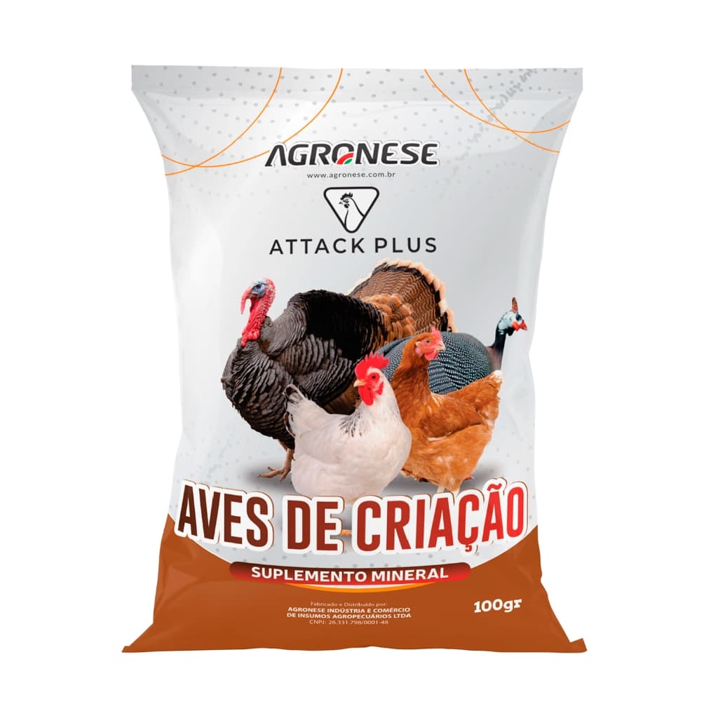ATTACK PLUS AVES 100G VITAMINAS COMBATE PIOLHOS GALINHAS
