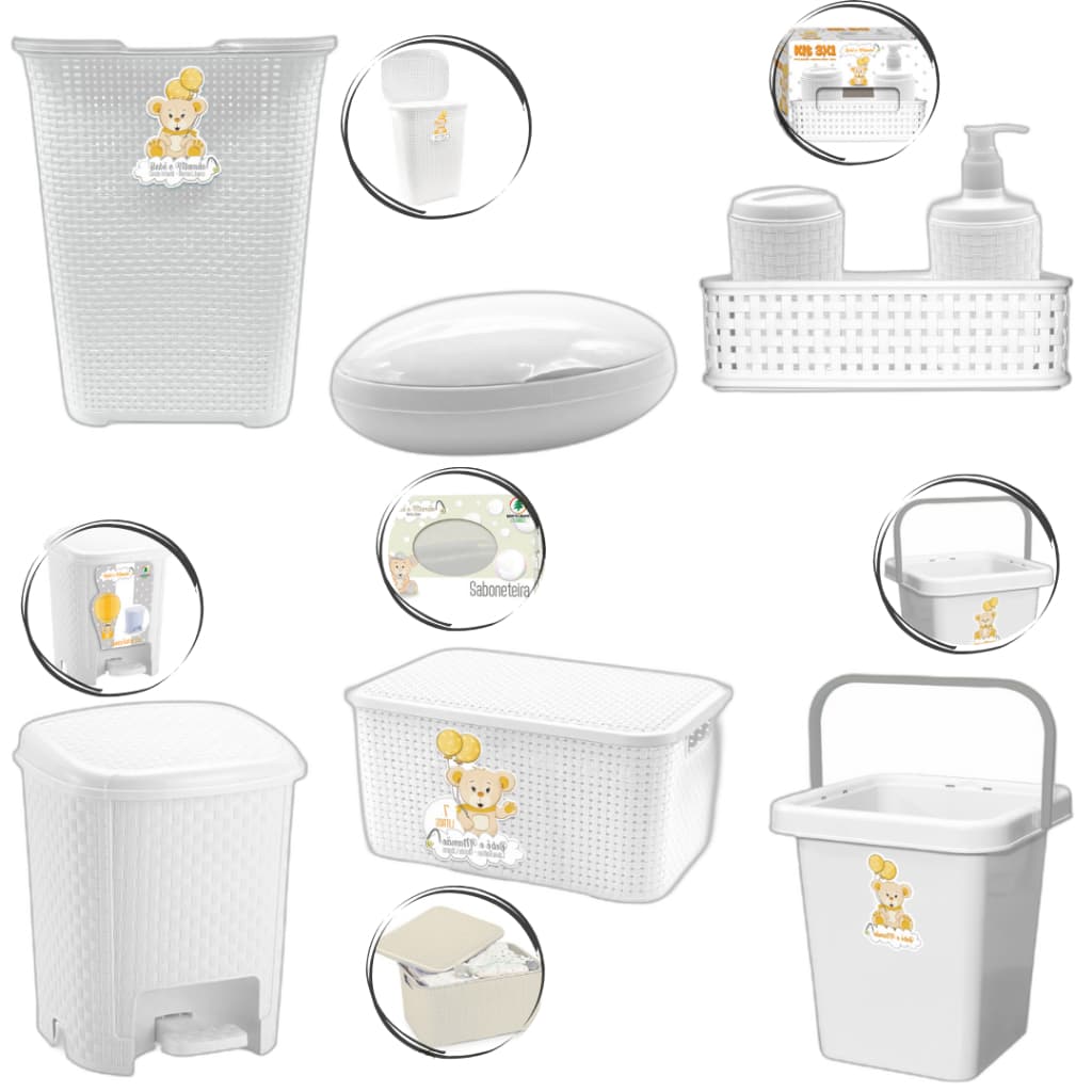 Kit C/ 6 Peças Organizador De Quarto Bebê Infantil Completo