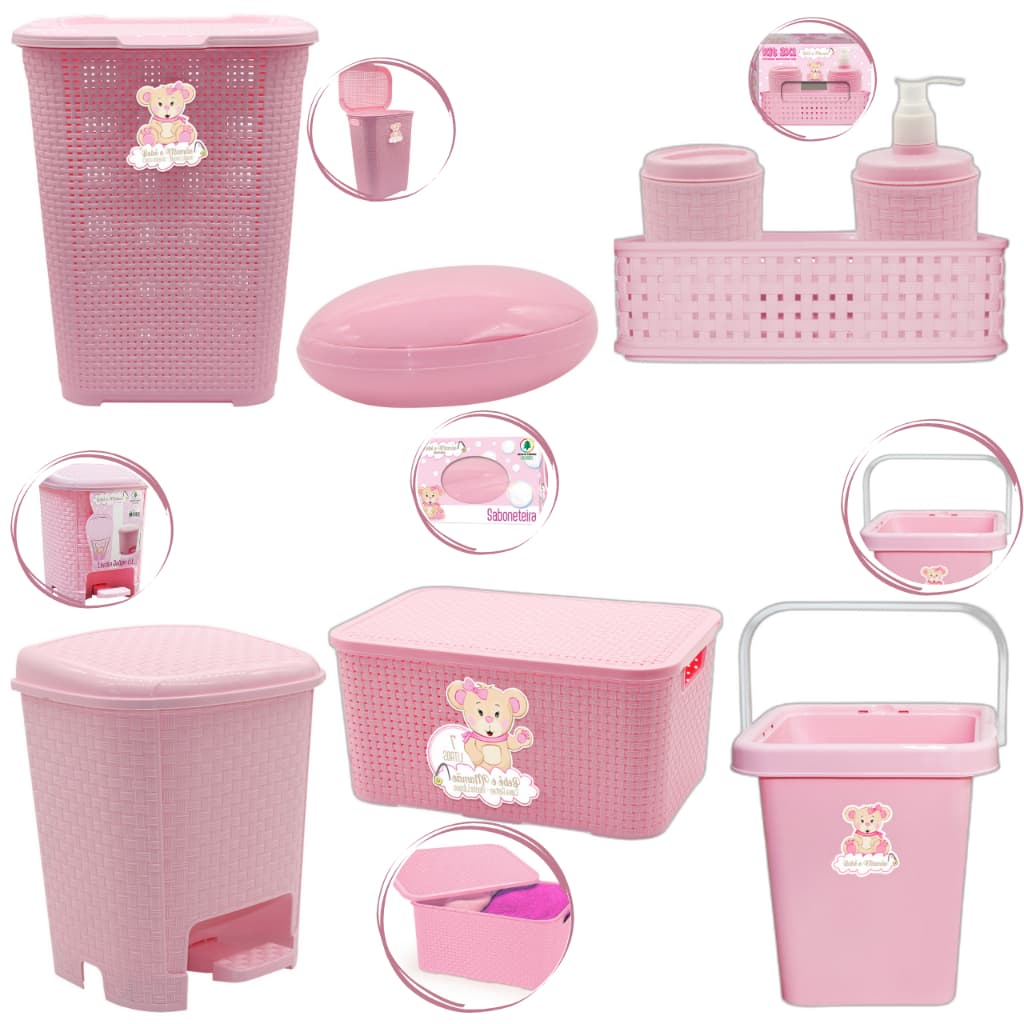 Kit Organizador De Quarto Infantil Bebê Completo C/ 6 Peças