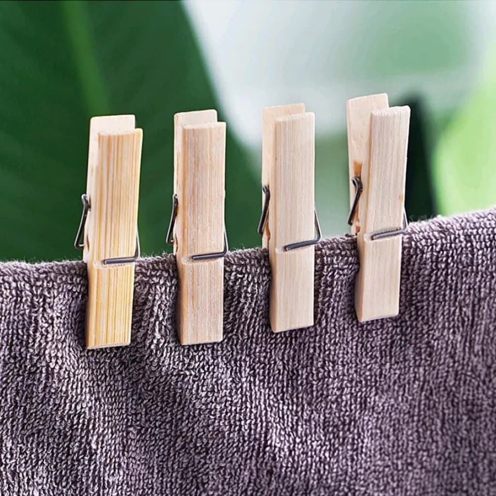 60un Prendedor 6cm Pregador para Roupa de Bambu