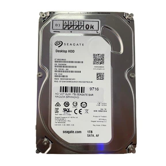 Hd Desktop 1TB Seagate ST1000DM003 - Seminovo