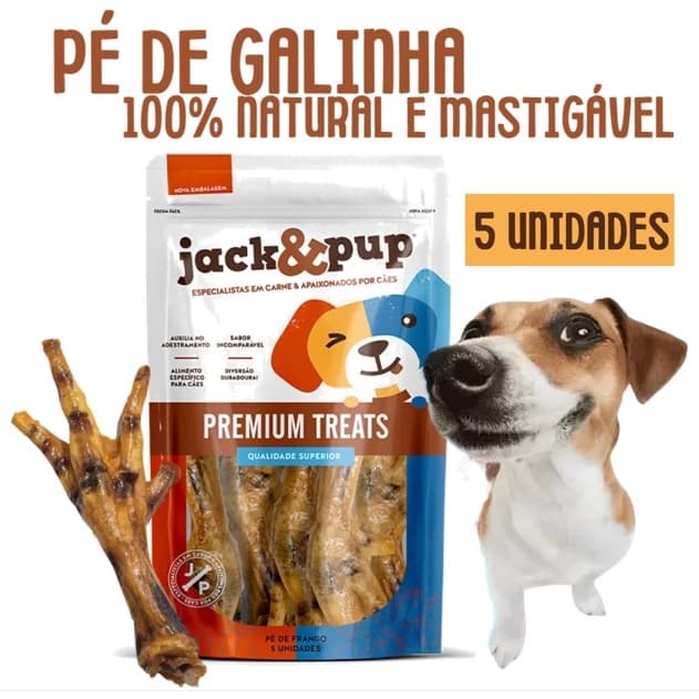 Petisco Para Cães Natural Pé De Frango 5 Unidades Delicioso Jack & Pup Galinha