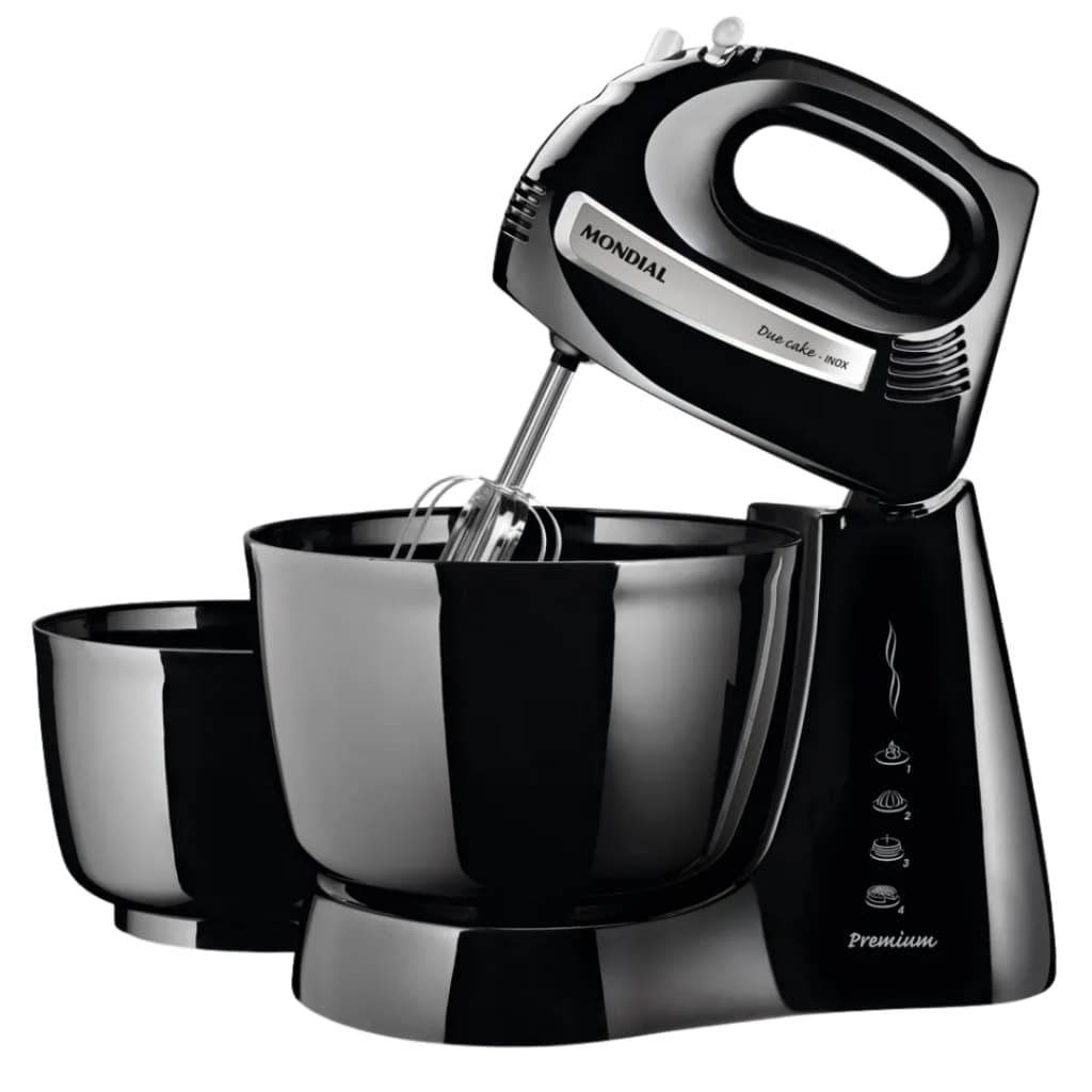 Batedeira Premium Mondial B-04-NP 110V Preto 500W 4 Velocidades Turbo Dual Cake