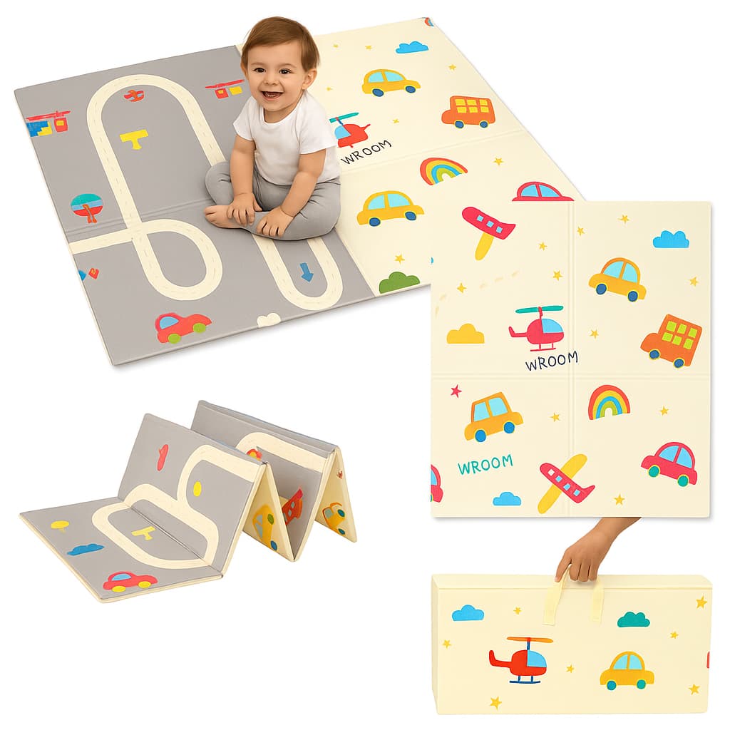 Tapete Infantil de Atividades Dupla Face 180x120cm Tatame Emborrachado Dobravel Educativel
