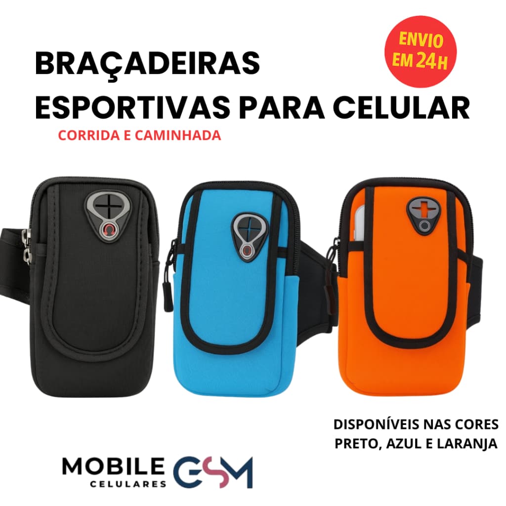 Braçadeira Esportiva para Celular Corrida Caminhada Treino Ajustável Universal