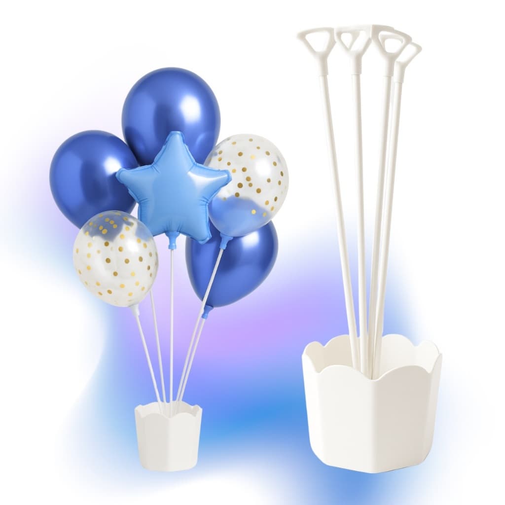 06 Cachepô Centro De Mesa Cachepot Festa Aniversário com Varetas e Suporte para Balão