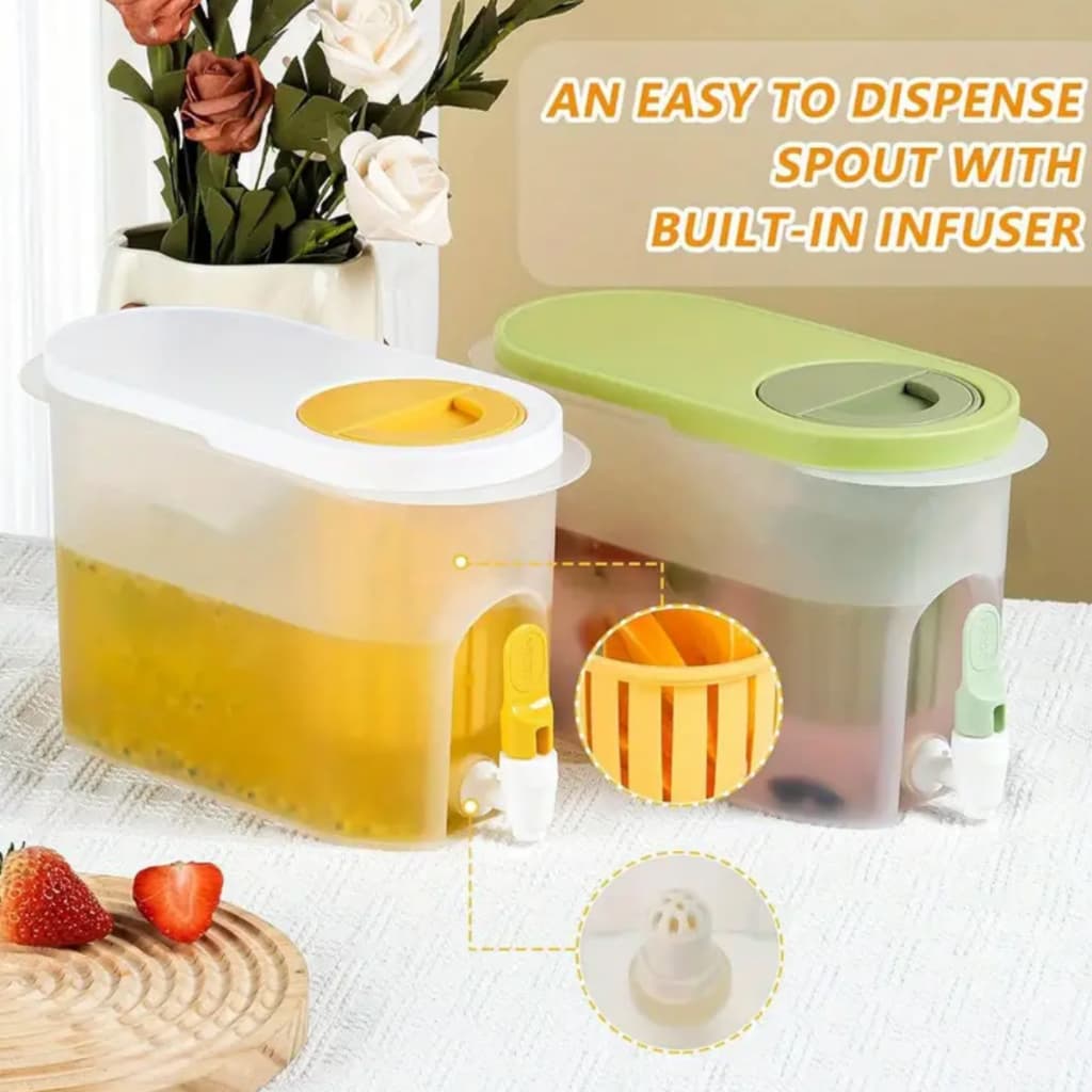 Suqueira Plastica Com Tampa E Filtro Para Geladeira Com Torneira Capacidade 3L Para Agua Saborizada