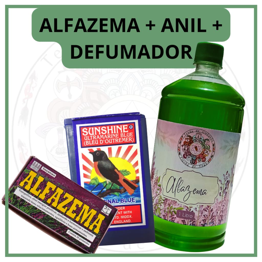 Kit Alfazema 1L, Anil, Defumador Tablete Alfazema