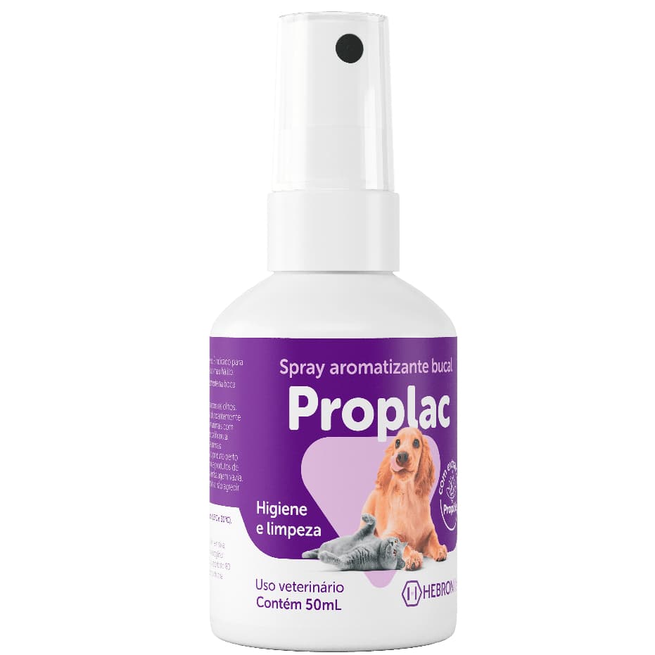 Proplac Spray Aromatizante Bucal para melhorar hálito de cachorro e gato Hebron Vet 50ml