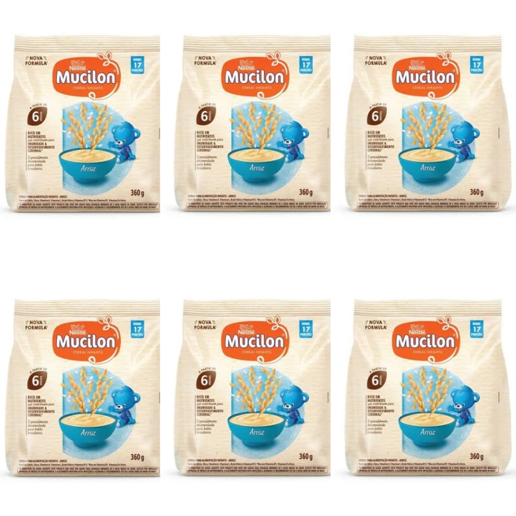 Kit 6 Mucilon Arroz Sache 360g