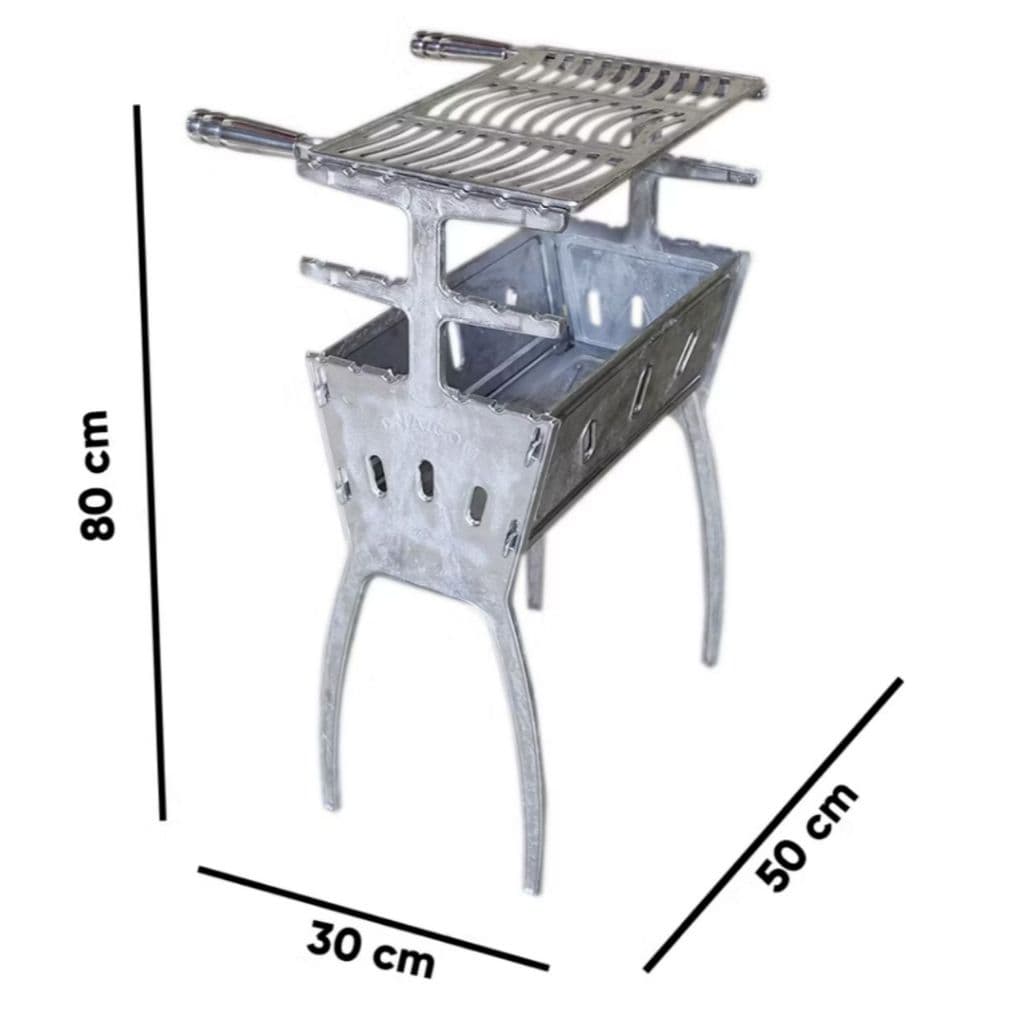 Churrasqueira Em Alumínio Fundido Desmontável Economiza Carvão