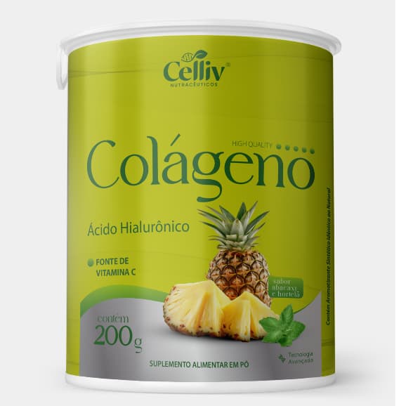 COLÁGENO COM ÁCIDO HIALURÔNICO ABACAXI COM HORTELÃ - CELLIV 200G