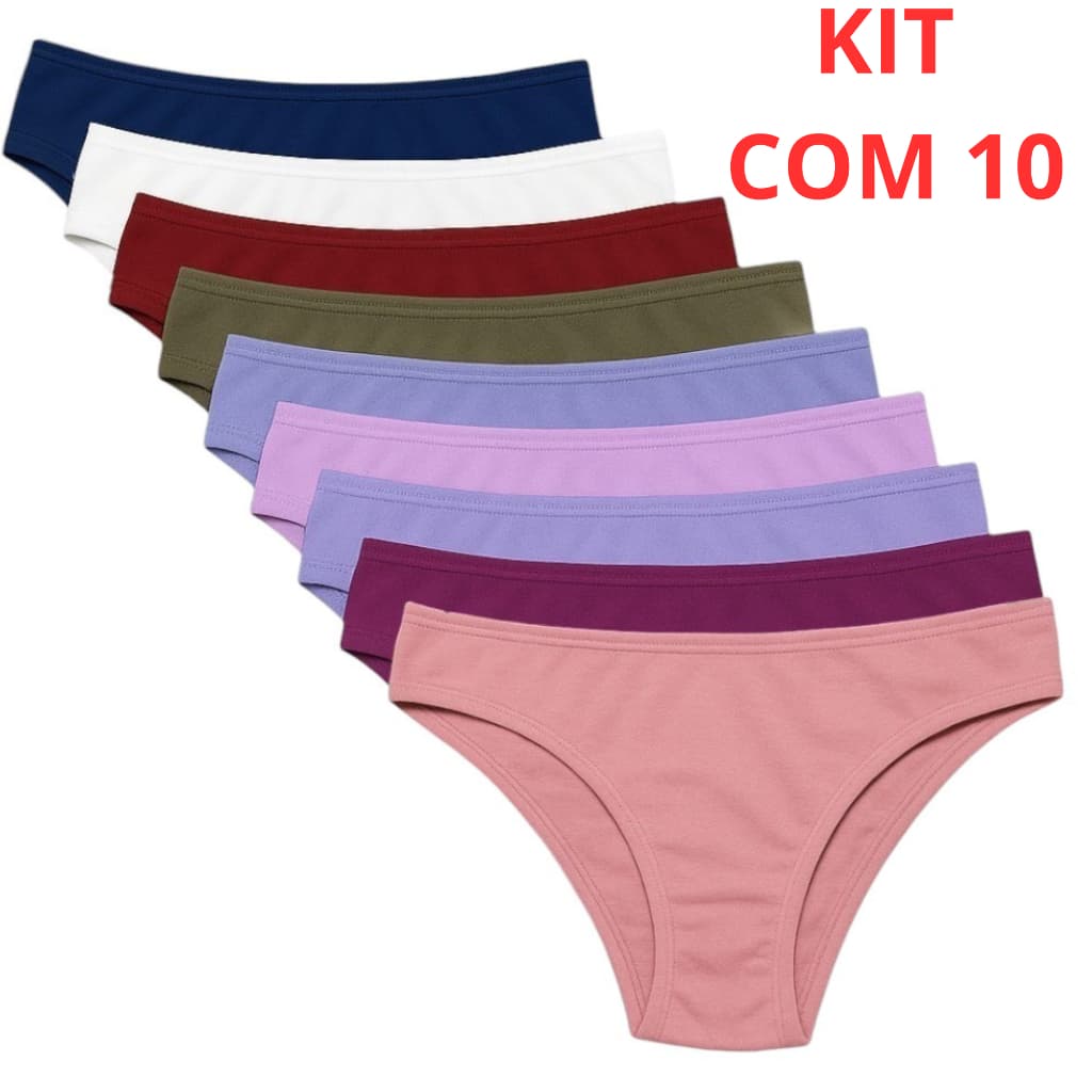 Kit Calcinhas Tanga Algodão Conforto Tanga Básica Cotton Feminina