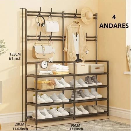 Organizadora Sapateira Duplo Cabideiro Arara Suporte Multiuso Para Sapato Tenis Roupa Closet Quarto Armários