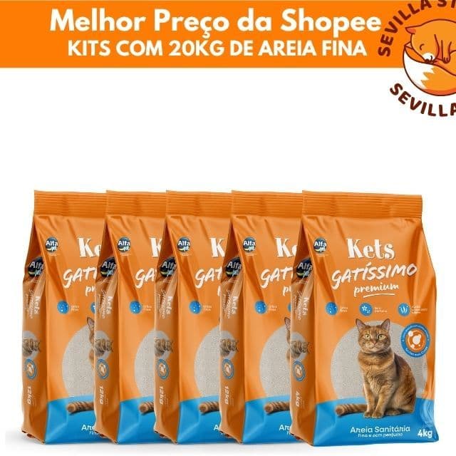 Kit Areia Biodegradável Atacado 20kg l 8kg 4kg  Sanitária Premium Kets Gatissimo para Gatos