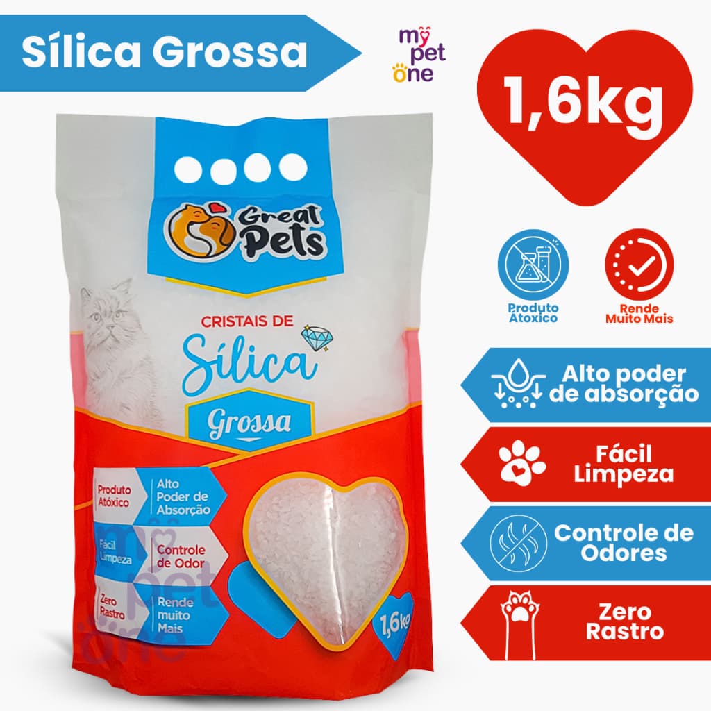 Areia Sílica Grossa Great Pets para Gatos - 1,6 Kg
