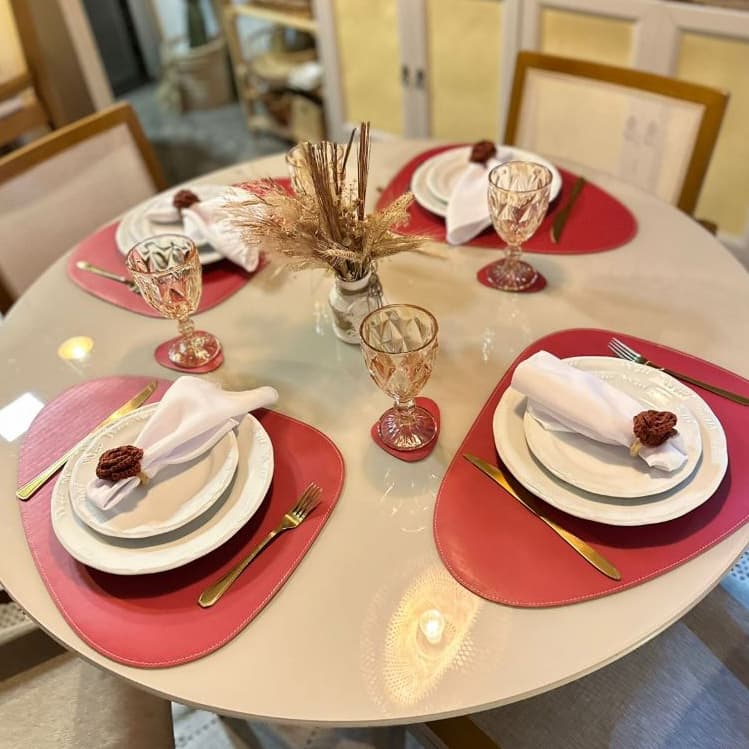 Jogo Americano 2 a 12 Peças Supla Sousplat Couro Sintético Design Moderno Dupla Face Mesa Posta